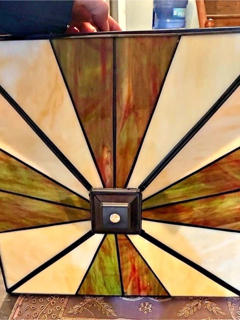Tiffany Geometric Stained Glass Decor in Brown & Cream